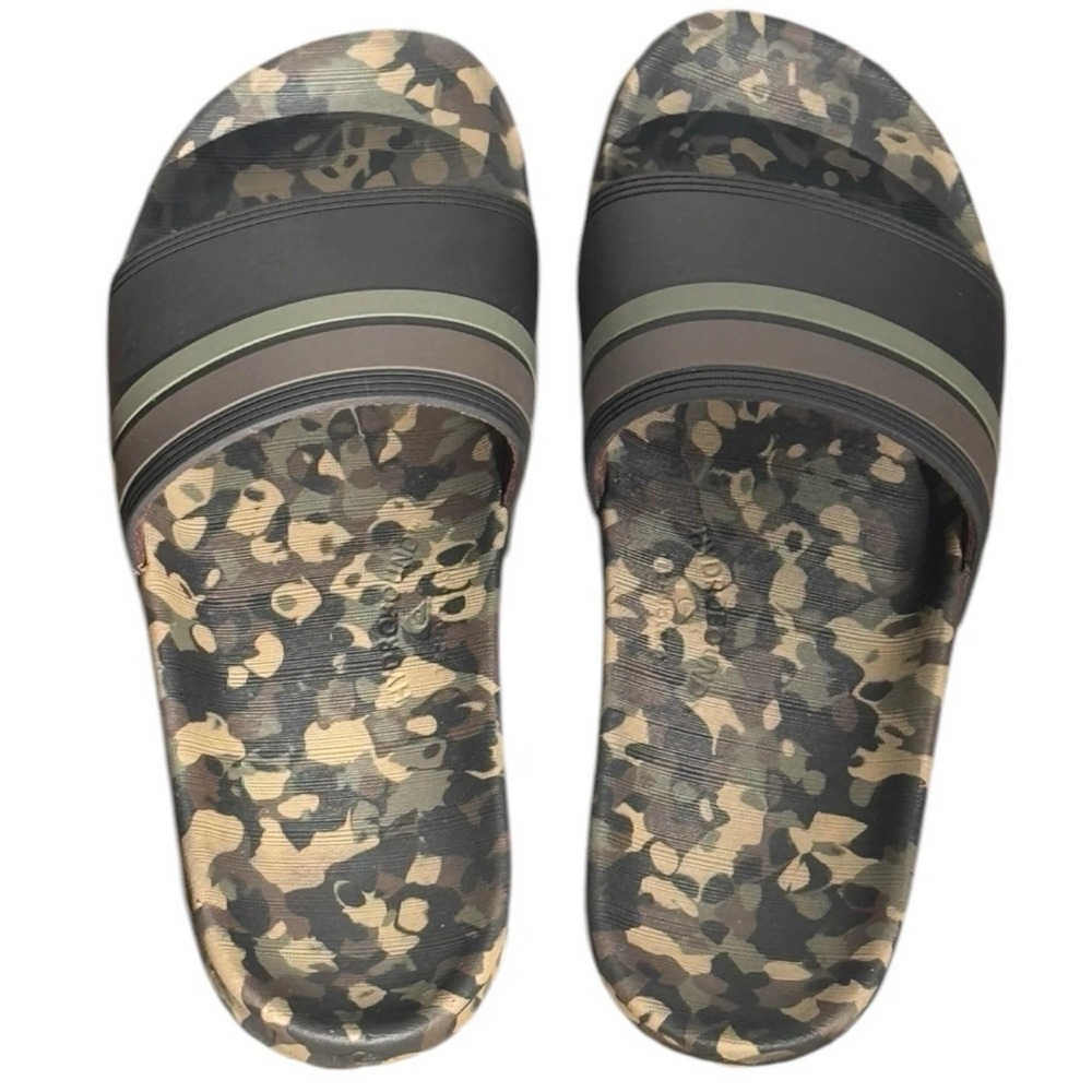 Quiksilver Men's Camouflage Slide Flip Flops Black Green Breathable‎ Mens 10 EUC
